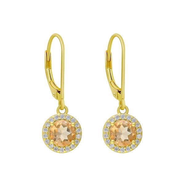 Gianni Argento Gold Plated Halo Lever Back Drop Earrings