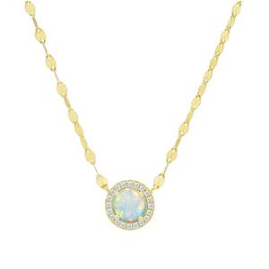 Gianni Argento Lab Opal Round Halo Pendant Necklace