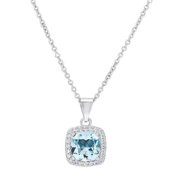 Gianni Argento Sterling Silver Blue Topaz Cushion Pendant