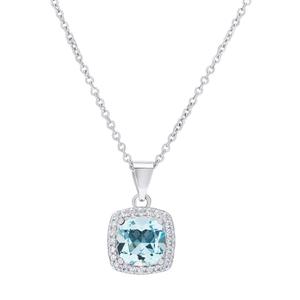 Gianni Argento Sterling Silver Blue Topaz Cushion Pendant
