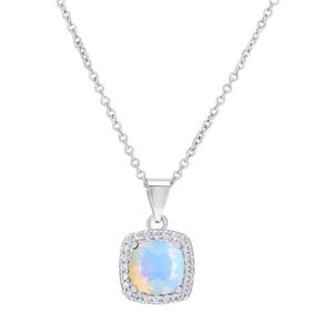 Gianni Argento Lab Opal Cushion Pendant Necklace