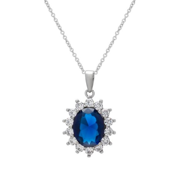 Gianni Argento Lab Grown Sapphire Oval Pendant Necklace