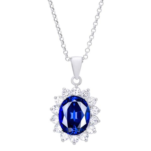 Gianni Argento Lab Grown Sapphire Oval Pendant Necklace alternate view