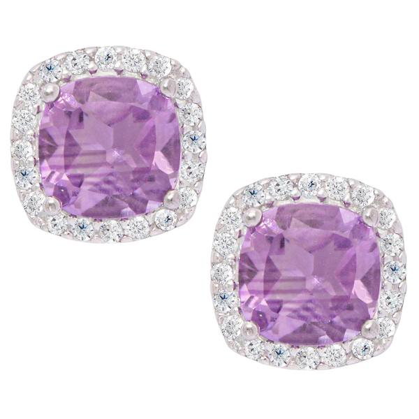 Gianni Argento Sterling Silver & Amethyst Cushion Stud Earrings