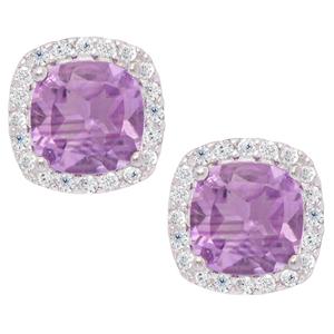 Gianni Argento Sterling Silver & Amethyst Cushion Stud Earrings