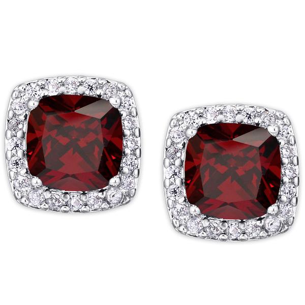 Gianni Argento Lab Ruby Cushion Stud Earrings