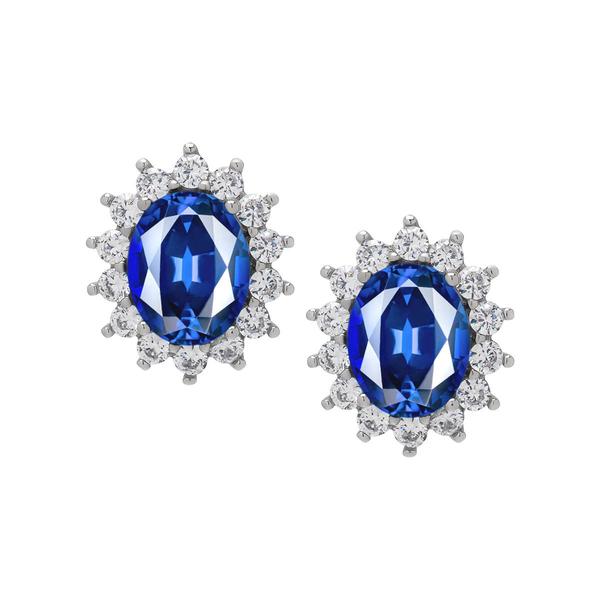 Gianni Argento Lab Grown Sapphire Oval Stud Earrings