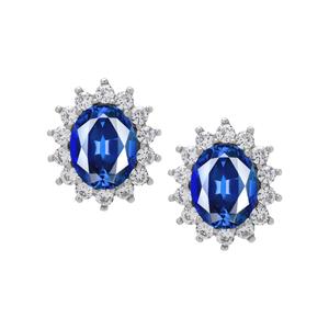 Gianni Argento Lab Grown Sapphire Oval Stud Earrings