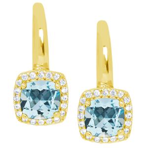 Gianni Argento Blue Topaz Cushion Leverback Earrings