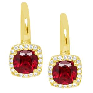 Gianni Argento Lab Ruby Cushion Leverback Earrings