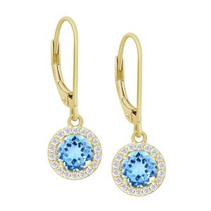 Gianni Argento Blue Topaz Round Leverback Earrings