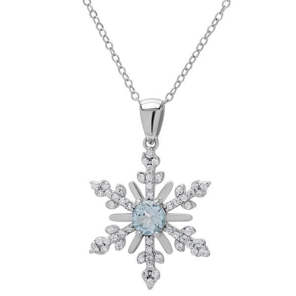 Gianni Argento Blue Topaz Snowflake Pendant in Sterling Silver