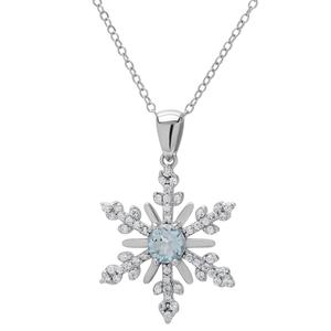 Gianni Argento Blue Topaz Snowflake Pendant in Sterling Silver