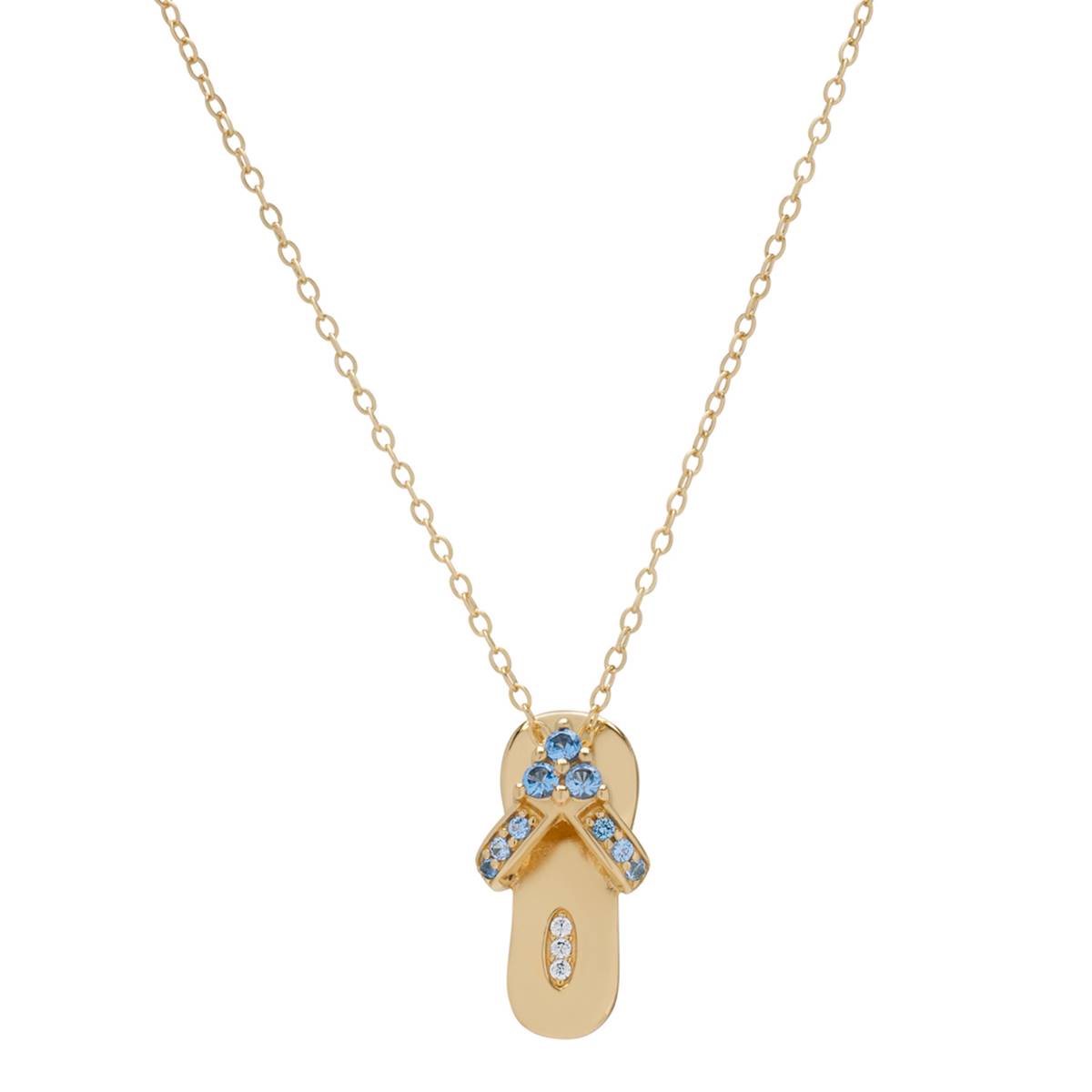 Gianni Argento 14kt. Lab Sapphire Flip Flop Pendant Necklace