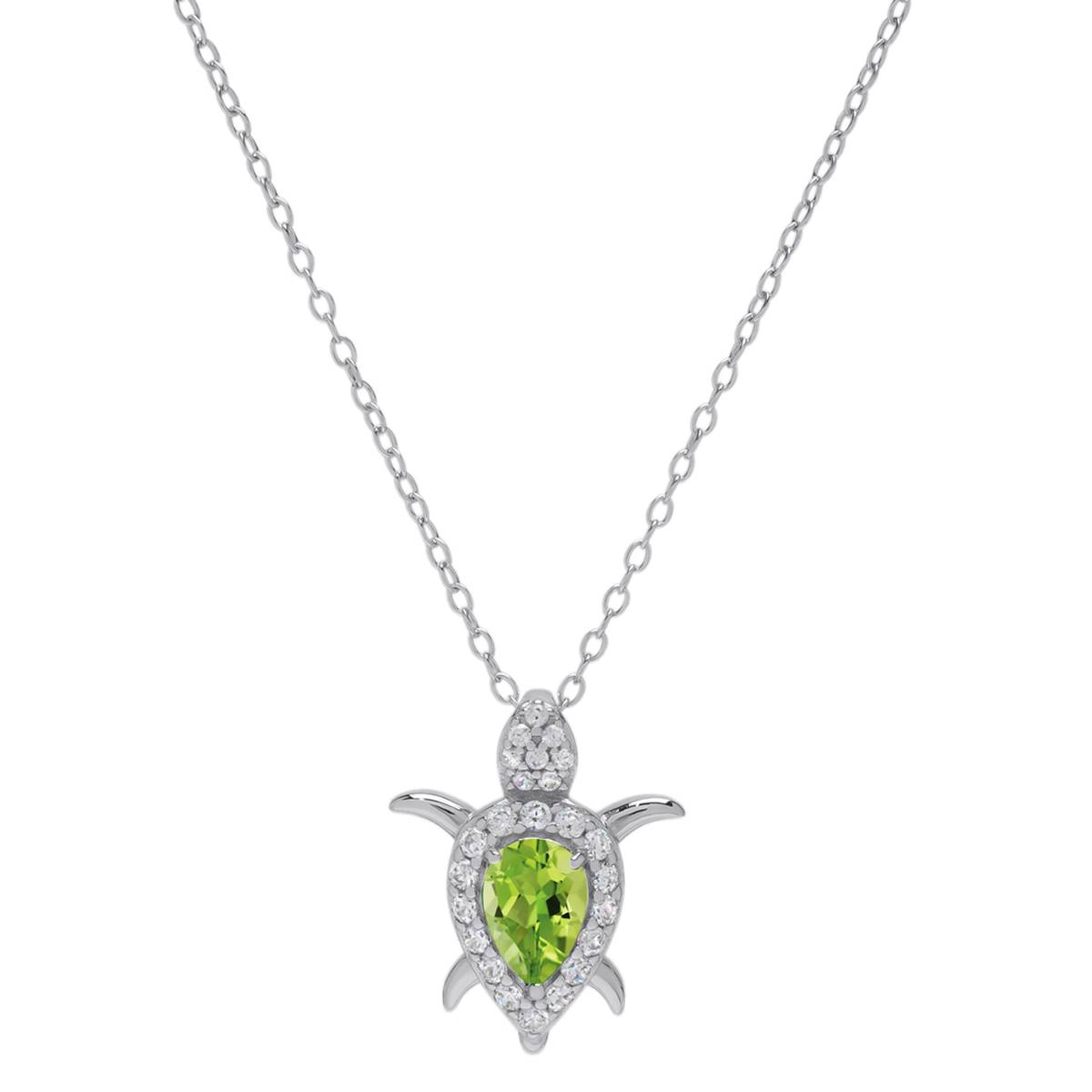 Gianni Argento Sterling Silver Peridot Turtle Pendant Necklace