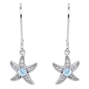 Gianni Argento Sterling Silver Blue Topaz Starfish Drop Earrings