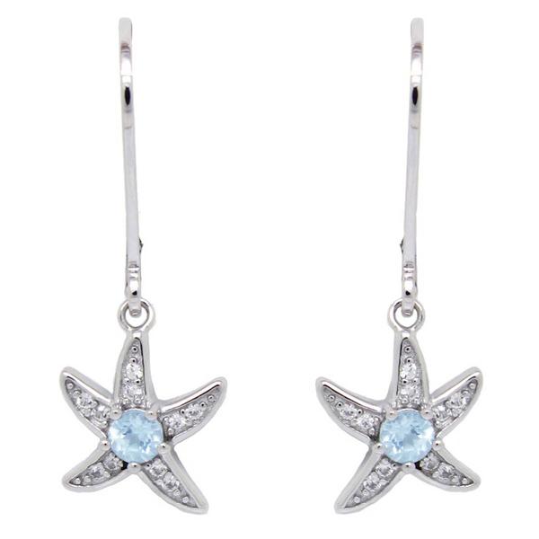 Gianni Argento Sterling Silver Blue Topaz Starfish Drop Earrings