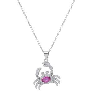 Gianni Argento Sterling Silver Pink Sapphire Crab Pendant