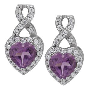Gianni Argento Sterling Silver Amethyst Heart Drop Earrings