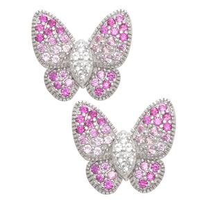 Gianni Argento Lab Grown Pink Sapphire Butterfly Stud Earrings