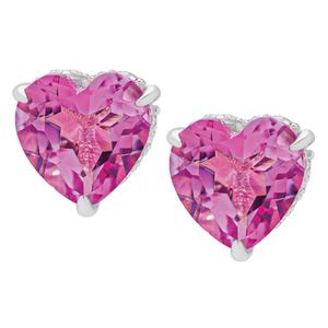 Gianni Argento Lab Grown Pink Sapphire Heart Stud Earrings