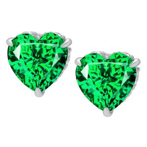 Gianni Argento Sterling Silver Green Spinel Heart Stud Earrings alternate view