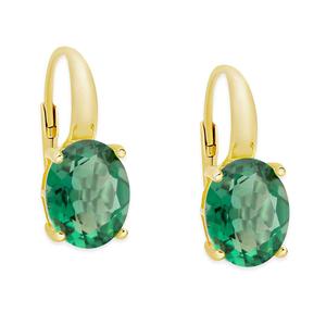 Gianni Argento Lab-Grown Emerald Oval Leverback Earrings