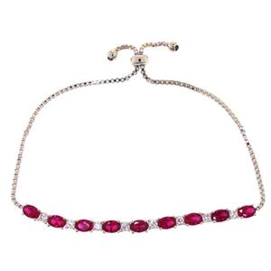 Gianni Argento Silver Plated & Ruby Oval Adjustable Bracelet