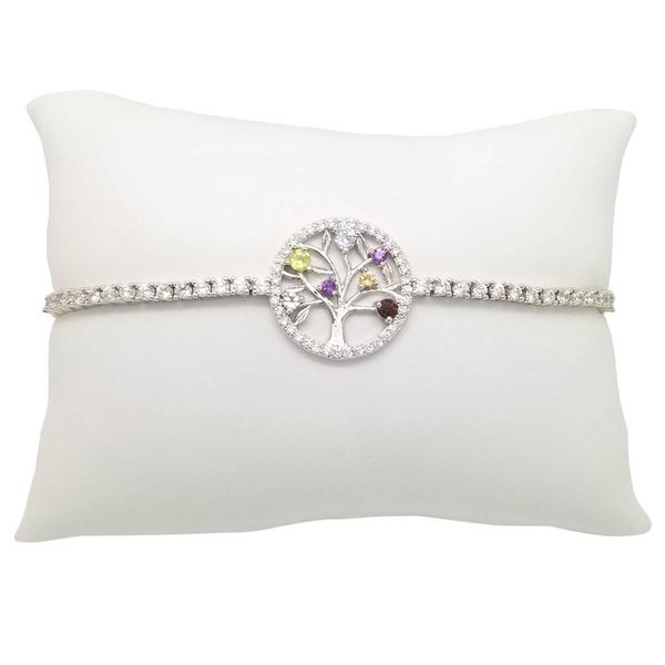 Gianni Argento Silver Plated Multi Gemstone Tree of Life Bracelet