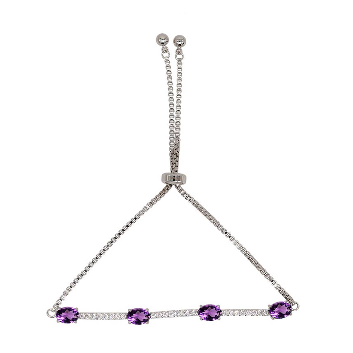 Gianni Argento Silver Plated Amethyst Adjustable Bracelet