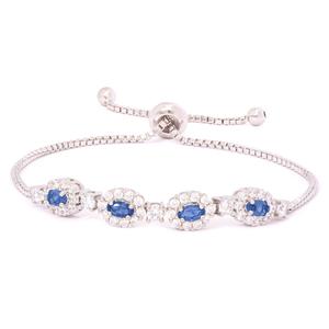 Gianni Argento Lab Sapphire/CZ Oval Adjustable Bracelet