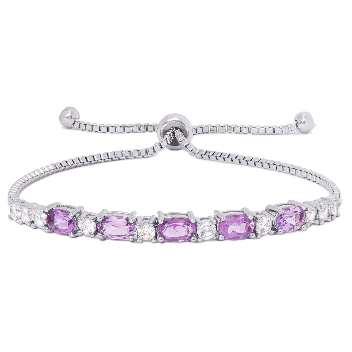 Gemstone By Gianni Argento Lab Amethyst Oval Adjustable Bracelet