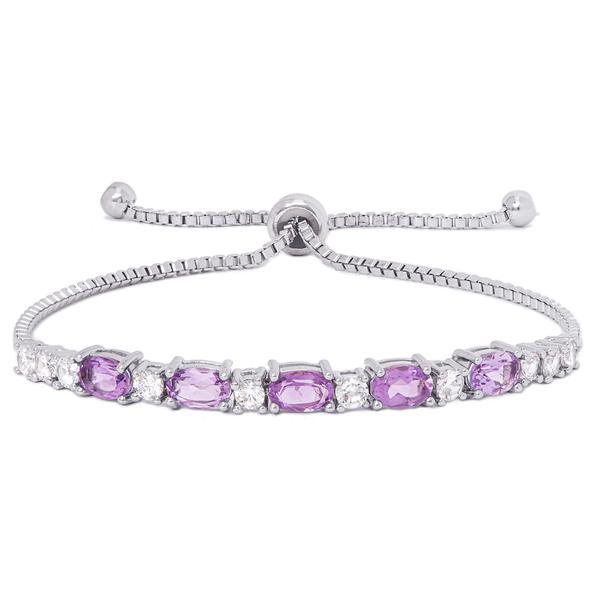 Gemstone by Gianni Argento Lab Amethyst Oval Adjustable Bracelet