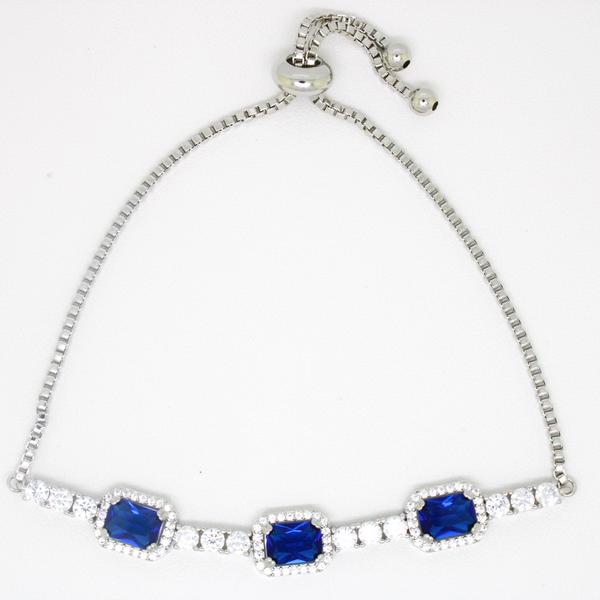 Gianni Argento Emerald Cut Lab Sapphire Adjustable Bracelet