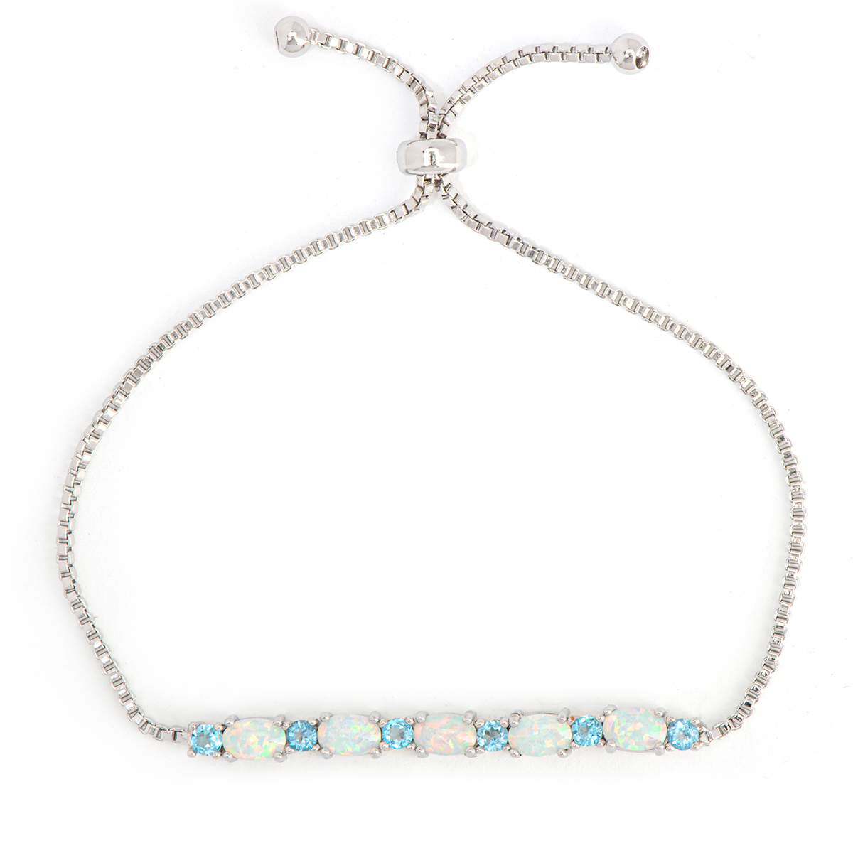 Gianni Argento Silver-Plated/Blue Lab Opal Adjustable Bracelet