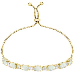 Gianni Argento Gold-Plated Lab Opal Oval Adjustable Bracelet