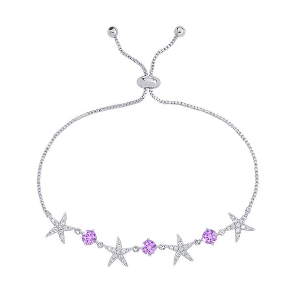 Gianni Argento Starfish Adjustable Bracelet - Silver/Purple
