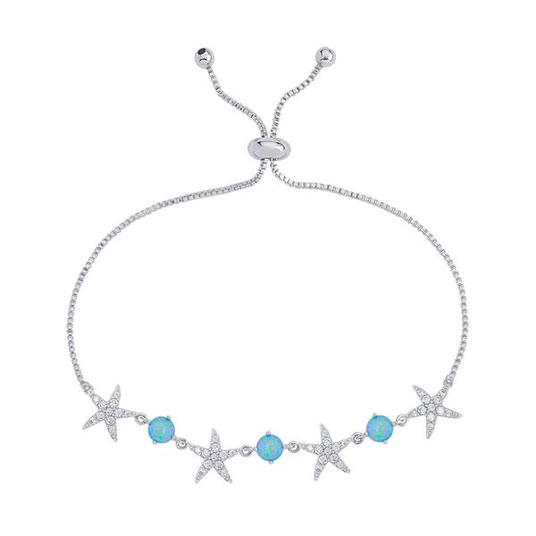 Gianni Argento Starfish Adjustable Bracelet - Silver/Blue Opal