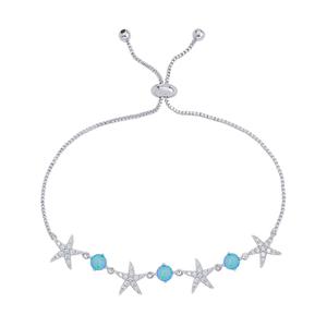 Gianni Argento Starfish Adjustable Bracelet - Silver/Blue Opal