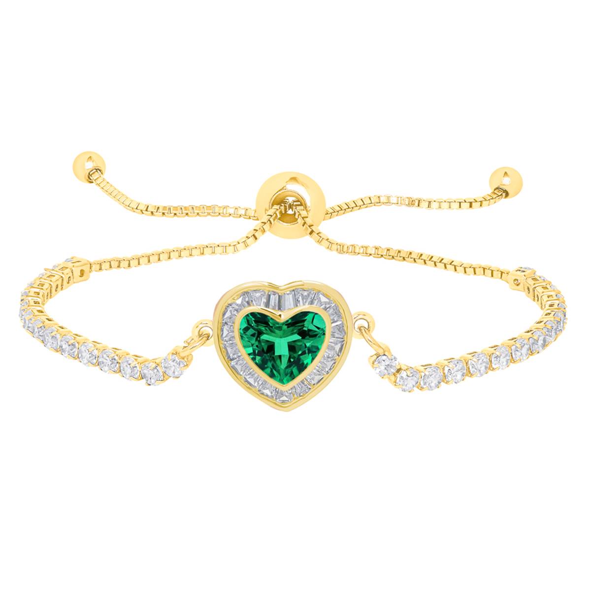 Gemstone By Gianni Argento Gold Plated Baguette Heart Bracelet