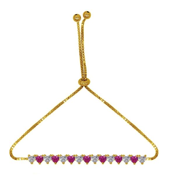 Gemstone by Gianni Argento Lab Grown Magenta Heart Bracelet