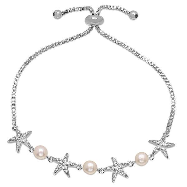 Gemstone by Gianni Argento Pearl & Starfish Adjustable Bracelet