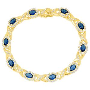 Created Sapphire by Gianni Argento Gold Plated XO Oval Bracelet