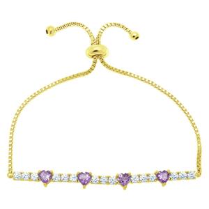Gemstone by Gianni Argento Amethyst Heart Adjustable Bracelet