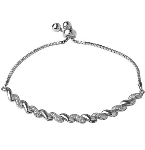 Gianni Argento Silver Plated Diamond Accent Swirl Link Bracelet