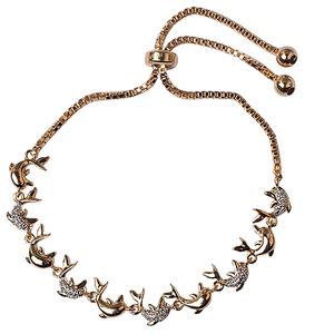 Gianni Argento Gold Plated Diamond Dolphin Adjustable Bracelet