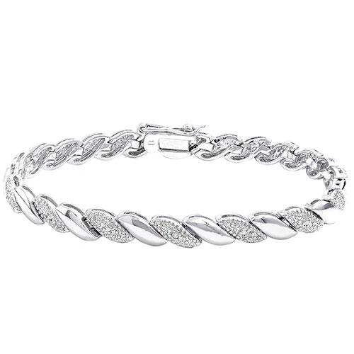 Gianni Argento Silver Diamond Accent San Marco Bracelet