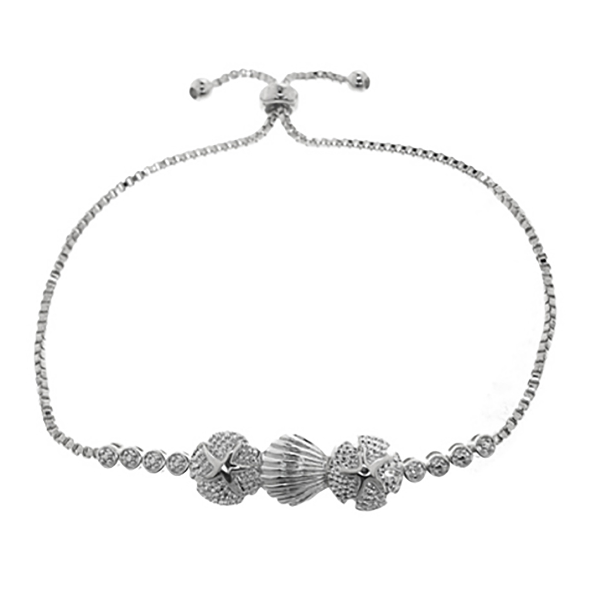 Accents Sea Life Silver Diamond Accent Sand Dollar Bracelet