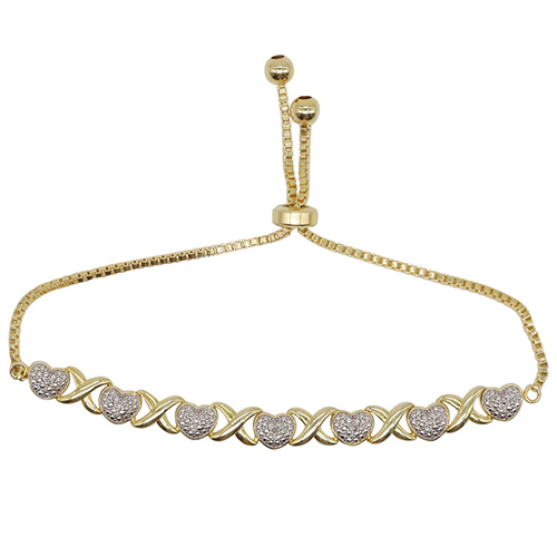 Accents Gold Plated Diamond Accent X & Heart Bracelet