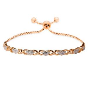Gianni Argento Rose Gold & Diamond Accent Heart Link Bracelet